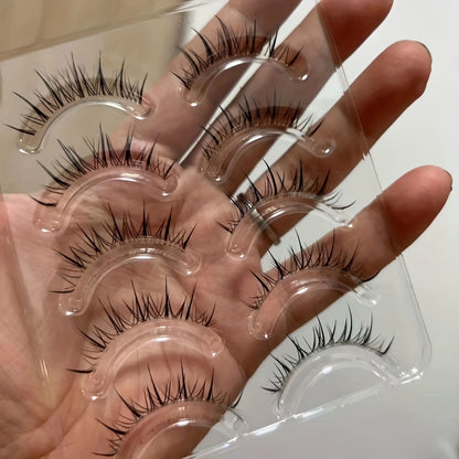 Transparent Stem Wavy False Eyelashes - Reusable, Easy to Apply, Natural Look, Eye Makeup Beauty Accessory for Enhanced Eye Appeal