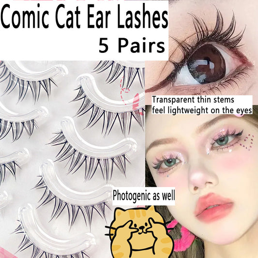 100pcs Lazy Natural One-Piece False Eyelashes - Fairy Transparent Stems with Mini Devil Hybrid Manga Style (Beginner Friendly)
