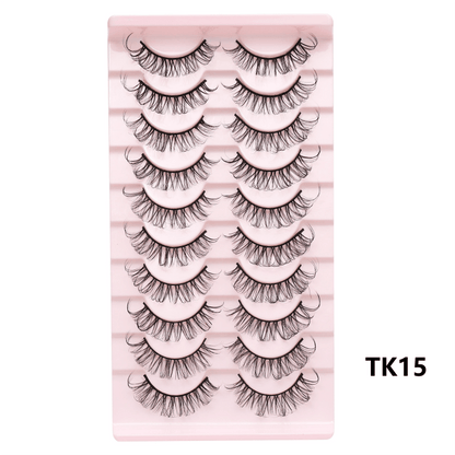 Classic Volume Eyelashes 10 Pairs Russian Strip Lashes Fluffy Faux Mink Lashes 3D False Eyelashes Dramatic Volume Curling Eyelashes Makeup