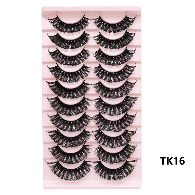 Classic Volume Eyelashes 10 Pairs Russian Strip Lashes Fluffy Faux Mink Lashes 3D False Eyelashes Dramatic Volume Curling Eyelashes Makeup