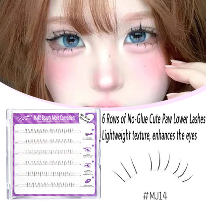 100pcs Segmented Cat-Style No-Glue Lower Lashes, Naturally Dense with Hard Stem for a Born-With-It Look