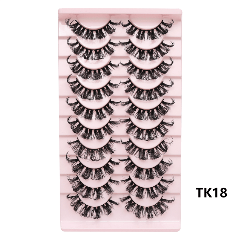 Classic Volume Eyelashes 10 Pairs Russian Strip Lashes Fluffy Faux Mink Lashes 3D False Eyelashes Dramatic Volume Curling Eyelashes Makeup