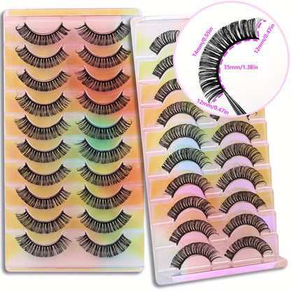 10 Pairs of Gmagictobo D Curly Russian Lashes - 3D Faux Mink, Reusable, Handmade, Soft & Light. Cruelty-Free, Easy to Apply. Long-Lasting for Dramatic Makeup.