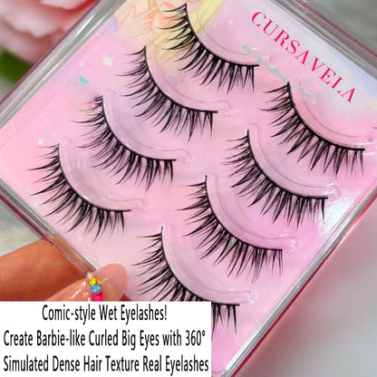 Beginner's Must-Have! Stiff-stem Wet Wheat Ear Lashes, One-Piece for Instant Barbie Eye