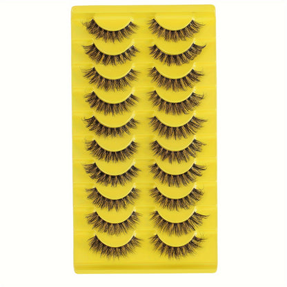 10 Pairs Luxurious 3D Faux Mink Volume False Eyelashes - Soft & Fluffy, Natural Look, Long & Dramatic - Reusable, Must-Have Kit for Glamorous Eyes