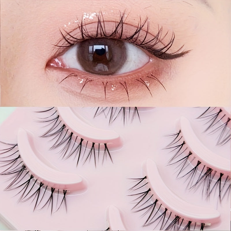 Manga Anime Lashes | Soft Natural Thick False Eyelashes | Pointed Cat Eye Effect | Daily Makeup | Wispy Style