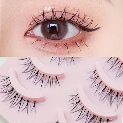 Manga Anime Lashes | Soft Natural Thick False Eyelashes | Pointed Cat Eye Effect | Daily Makeup | Wispy Style