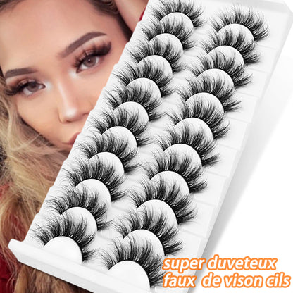 10 Pairs of 6D Faux Mink Lashes – Natural, Fluffy, Dramatic, Reusable Eyelashes for Everyday Wear – Lightweight & Comfortable