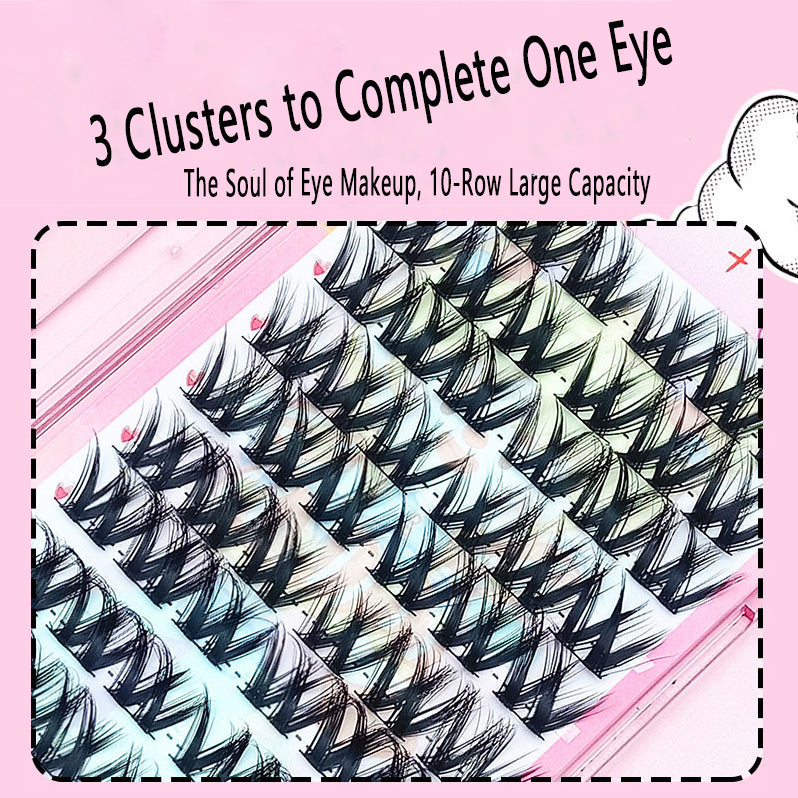 100pcs Lazy Girl Voluminous Large Curl False Eyelashes - Cluster Segment Design, Perfect for Beginners, Natural Mixed-Race Look, Camera-Ready Manga Style