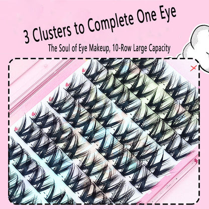 100pcs Lazy Girl Voluminous Large Curl False Eyelashes - Cluster Segment Design, Perfect for Beginners, Natural Mixed-Race Look, Camera-Ready Manga Style