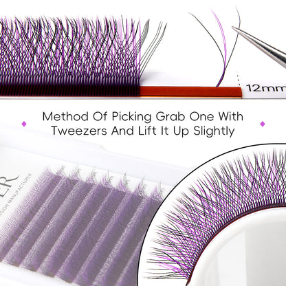 CURSAVELA 100pcs Colorful Eyelashes–Pink,Red,Brown,Purple|C / D Curl | Length 8-15mm | Ideal for Extensions and Cosplay