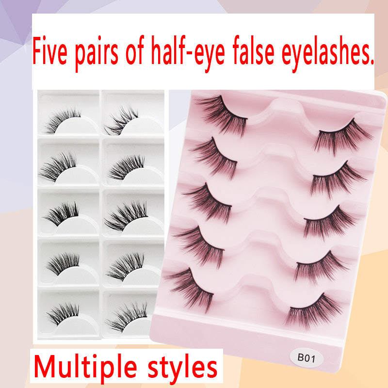 100pcs Wholesale Cat Eye Style One-piece Long Black Stem Half False Eyelashes