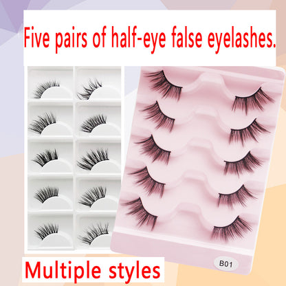 100pcs Wholesale Cat Eye Style One-piece Long Black Stem Half False Eyelashes