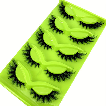 CURSAVELA 5 Pairs C Curl,D Curl Natural Fluffy 3D Faux Mink Cat Eye Short Cross False Eyelashes