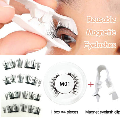 1 Pair Magnetic False Eyelashes, Natural 3D Effect, No Glue Needed, Reusable Magnetic Eyelashes for Makeup