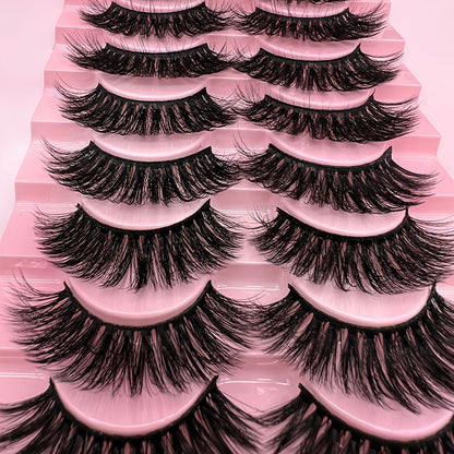 Classic Volume Eyelashes 10 Pairs 3D Fluffy Faux Mink Lashes - Thick Curling False Eyelashes for a Natural and Dramatic Look