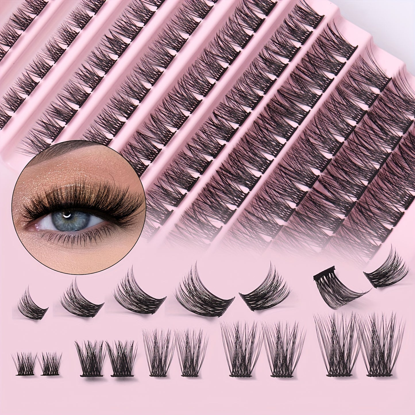 Individual DIY lashes 140 Pcs Luxurious Fluffy Lash Clusters – 14MM D Curl, 40D Thickness for Full, Wispy DIY Extensions at Home