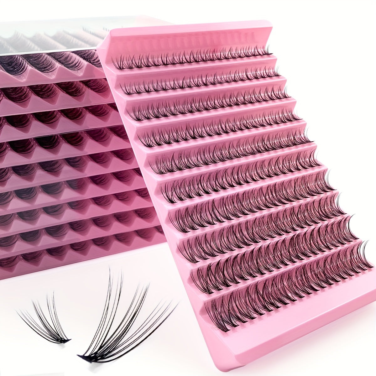 Individual DIY lashes 20D - 200 Clumps 10 Row + 140 Clumps 7 Row, Natural Curl, 8-16mm Mixed, Waterproof, 3D Effect for Daily Makeup.