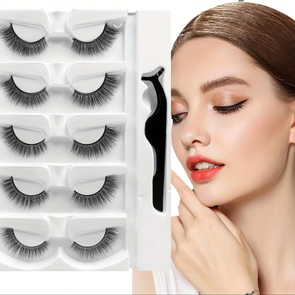 10 Pairs of Luxury Self-Adhesive Eyelashes - Natural Waterproof, Fluffy & Wispy, Lightweight & Long-Lasting.