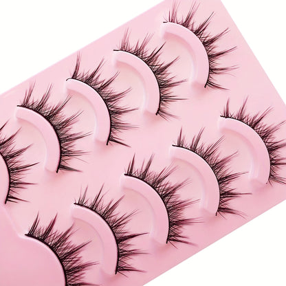 5 Pairs Pack - Dramatic Anime Lashes - Natural Wispy, Fluffy 3D Volume, Faux Mink, Korean Japanese Cosplay Fake Eyelashes