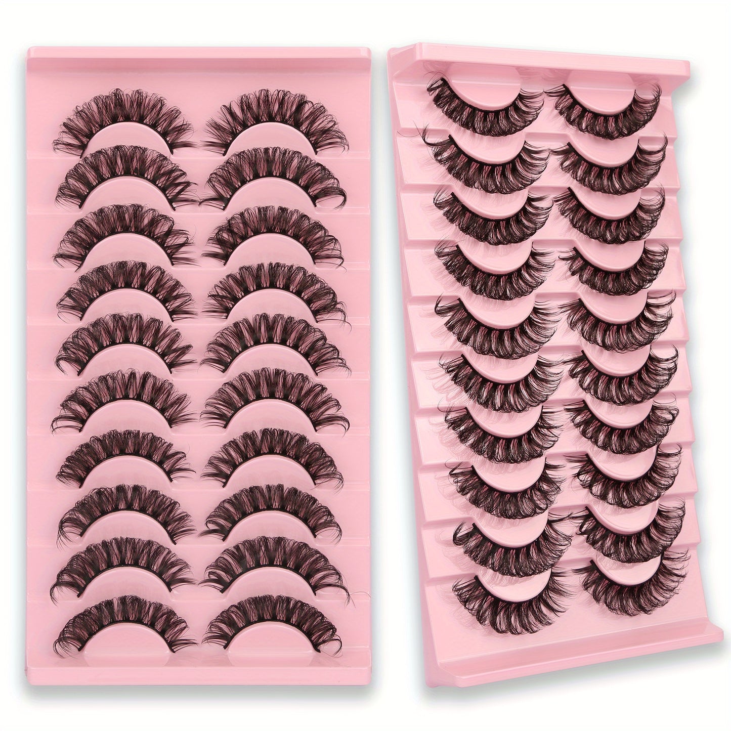 10 Pairs of Gmagictobo D Curly Russian Lashes - 3D Faux Mink, Reusable, Handmade, Soft & Light. Cruelty-Free, Easy to Apply. Long-Lasting for Dramatic Makeup.