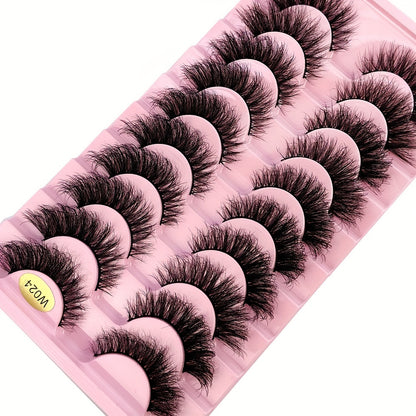 Classic Volume Eyelashes 10 Pairs Natural Slender 3D Faux Mink Cat Eye False Eyelashes, 3D Multi-layer Natural Fluffy Lashes