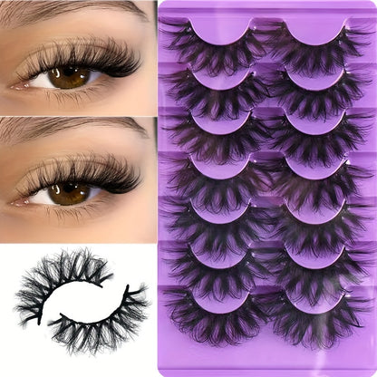 Classic Volume Eyelashes 7 Pairs 3D Thick D Curl False Eyelashes – Fluffy Natural Look with Clear Band, Unscented, Lightweight, Reusable & Easy to Apply