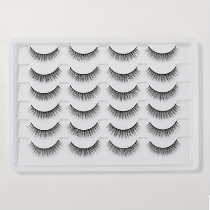 12 Pair Wispy 3D Mink Lashes - 11mm Natural Looking, Fluffy, Handmade, Reusable False Eyelashes for Daily Wear