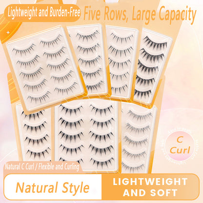 100 pcs Little Devil One-Piece Full Strip Lashes | Realistic Natural Transparent Band Lashes | 5 Pairs of Voluminous Eyelashes Wholesale