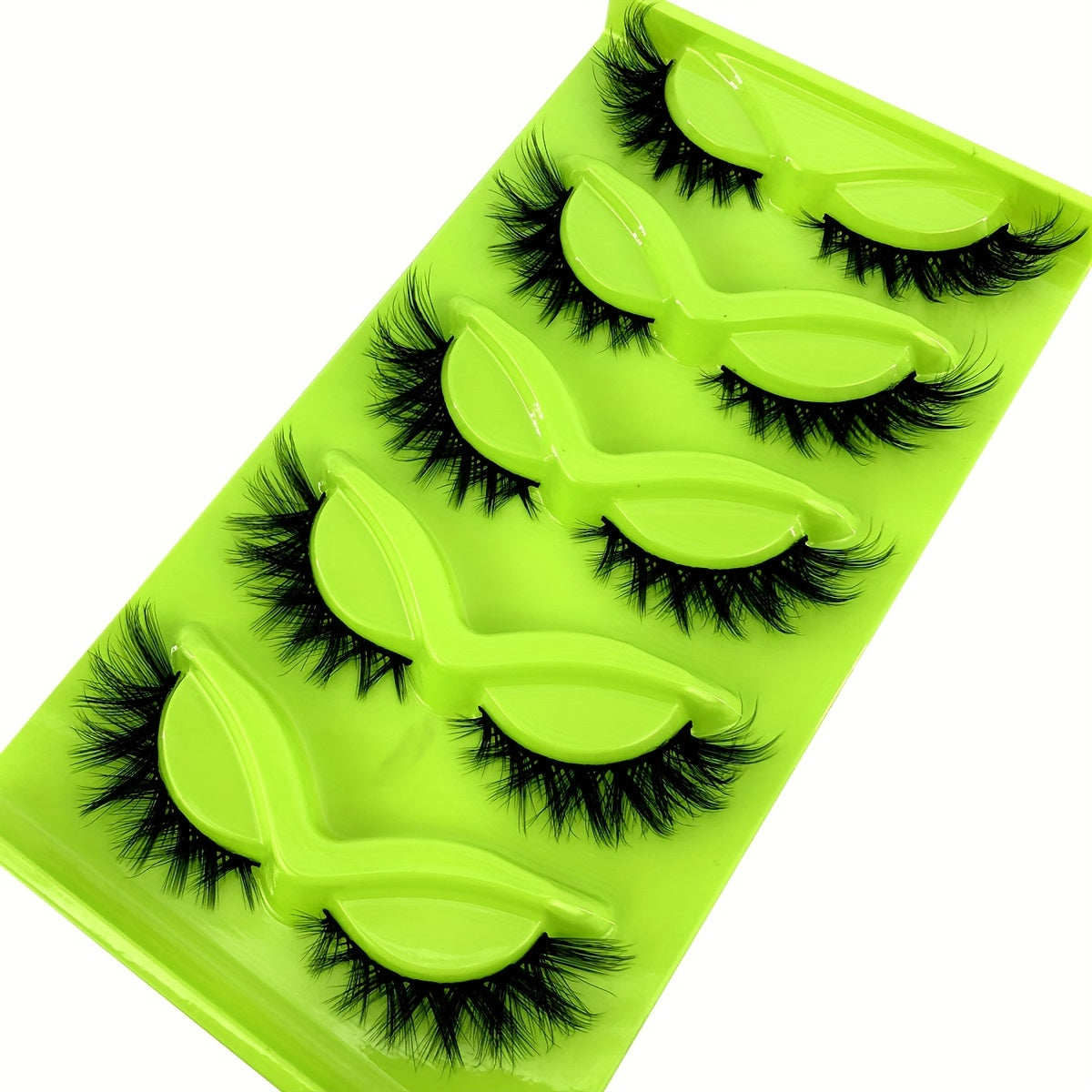 5 Pairs 3D Faux Mink Fluffy Cat Eye Thick Soft Cross Short Natural False Eyelashes