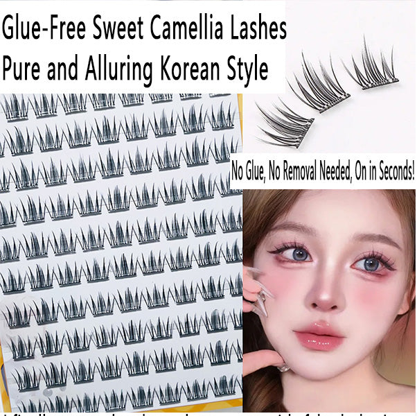 100pcs Korean Camellia Self-Adhesive Lashes - Natural, Realistic Clusters for Everyday Fairy Eyes