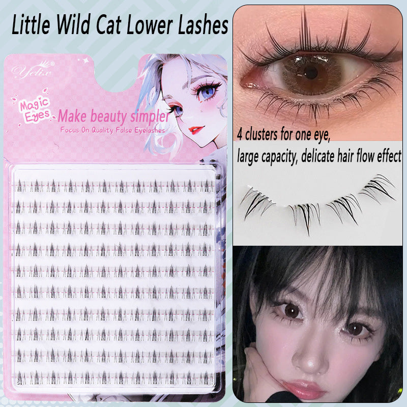 100pcs Segmented Cat-Style No-Glue Lower Lashes, Naturally Dense with Hard Stem for a Born-With-It Look