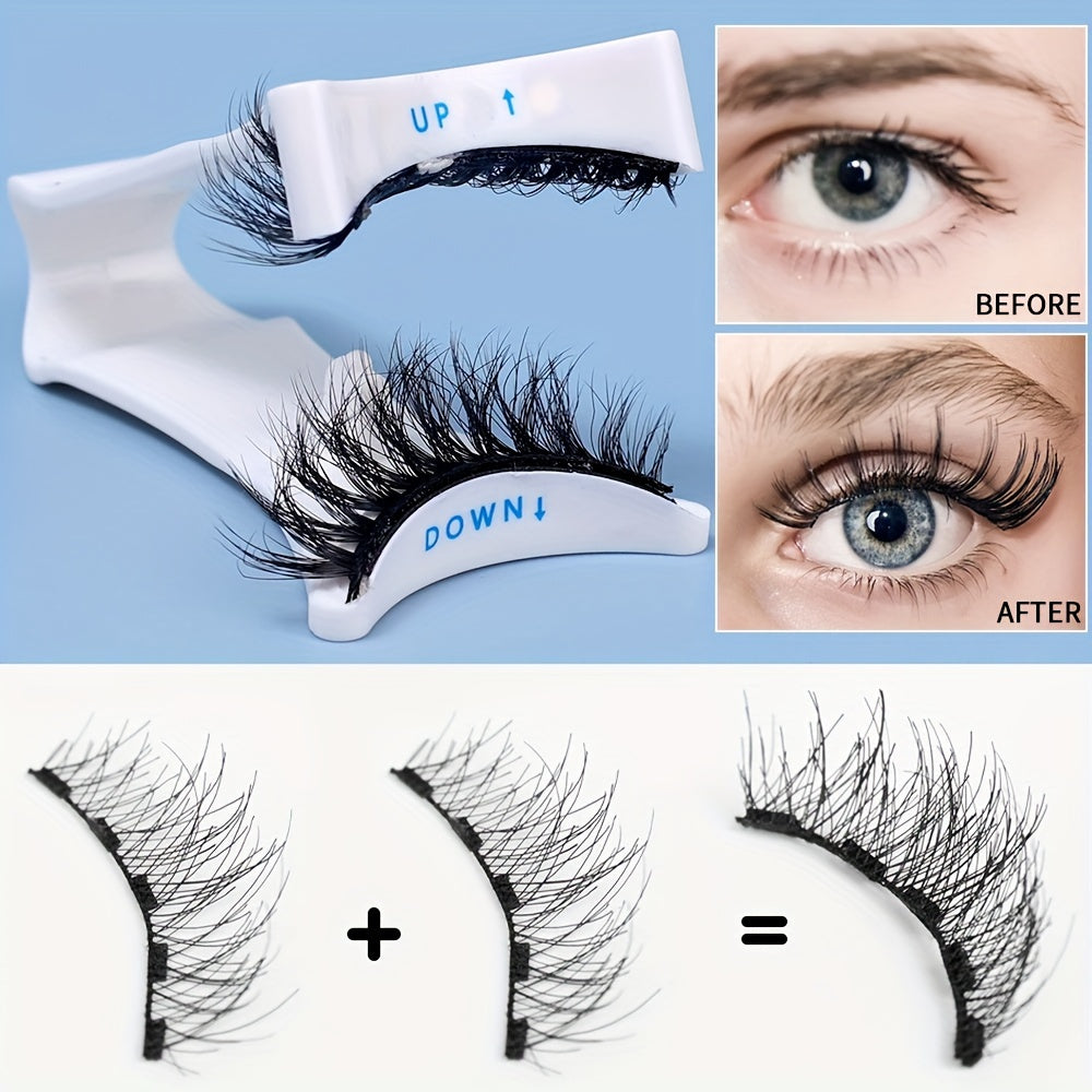 Convenient Magnetic Eyelash Wearing Clips: Easy-to-Use V-Shaped Eyelash Holder for Effortless Application - No Battery Required