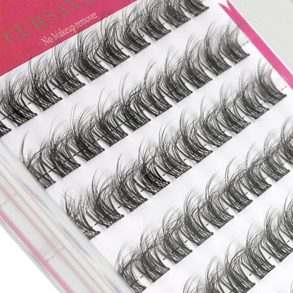 CURSAVELA DIY 100 pcs  Cluster Self Adhesive Eyelashes Natural Long Fake Eyelash Extension