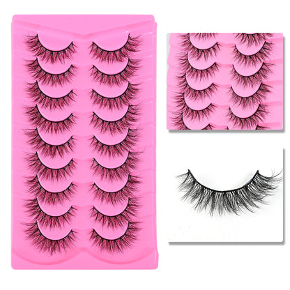 More style 9 Pairs 5D Explosion Style False Eyelashes, Large Capacity, Dense and Curled Self-Extension Lashes, Natural Stiff Stem False Eyelashes