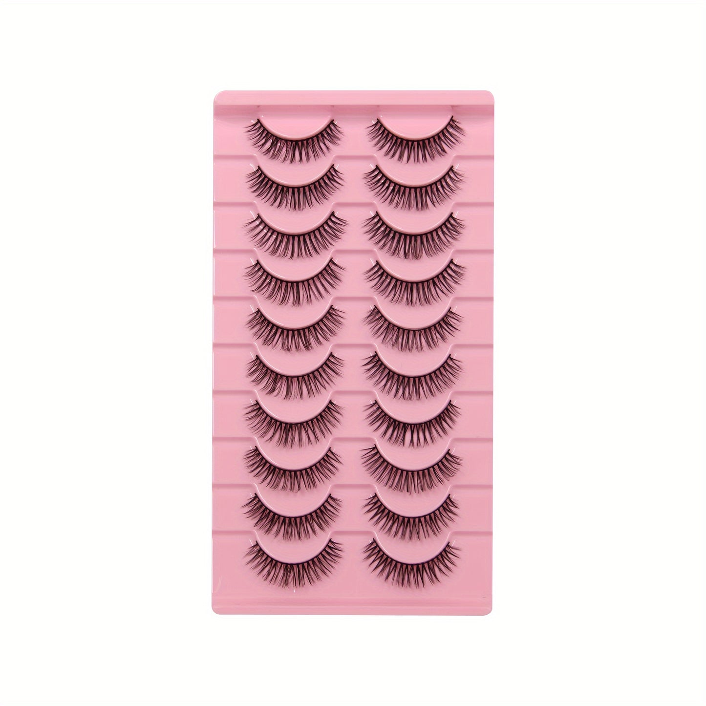 10/14/20 Pairs Natural Wispy Cat Eye Lashes, Crisscross Winged Design for Manga Eye Elongation, Clear Band, Eyelash Extension