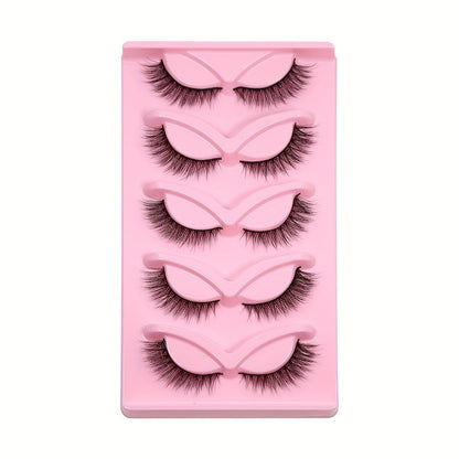 CURSAVELA C Curl 5 Pairs Handmade 3D Faux Mink Lashes - Fluffy, Soft, and Natural Look for Halloween