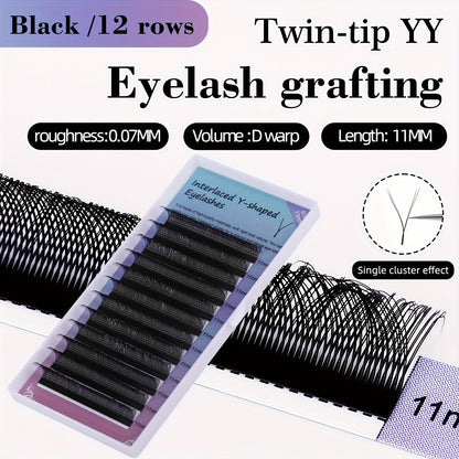 YY Pre-Made Eyelashes 2-Row D-Curl False Eyelashes Kit - Natural Look 0.07mm Thick, Easy to Apply, Variety of Lengths (8-15mm), Perfect for Beginners