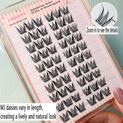 100pcs High-Capacity Glue-Free Daisy False Eyelashes - Natural Fairy Style, Perfect for Daily Wear and Beginners, Voluminous and Curly