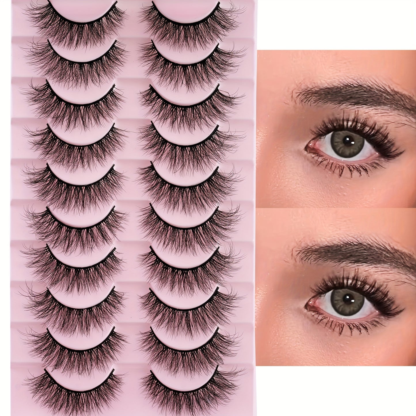 3D Fluffy Natural Look False Eyelashes for Manga & Anime, Reusable, Perfect for Daily & Cosplay Looks