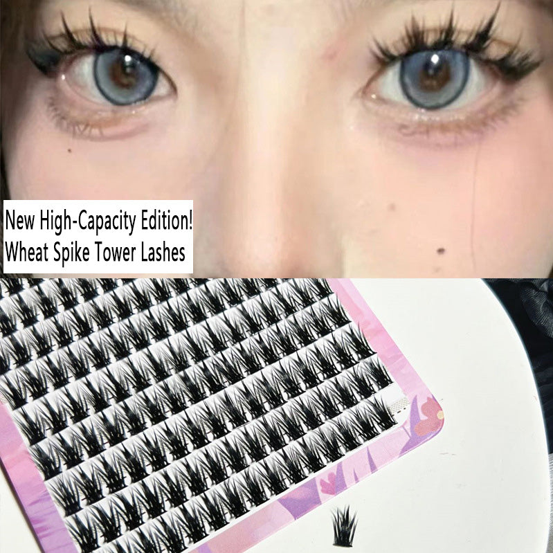 CURSAVELA 100pcs 10-Row High-Capacity Tower Spike False Eyelashes - Natural, Voluminous, and Camera-Ready for Women