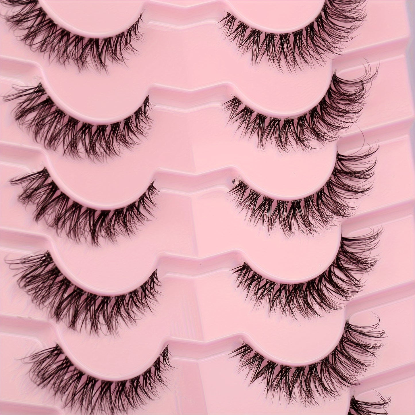 7 Pairs of Faux Mink Cat Eye Eyelashes - Ultra-Soft, Thick, Curly Design with Transparent Stem for a Natural Look - 12mm Length, Ideal for Daily Wear and Romantic Dates