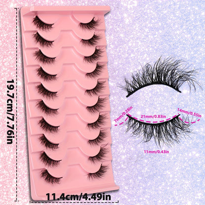 3D Crisscross Fluffy Half Eye Lashes - Soft, Reusable, Super Natural Extension False Eyelashes for Daily Makeup and Party - Easy to Apply, Long-Lasting, Comfortable Wear