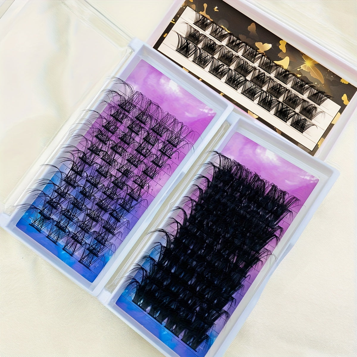 Individual DIY lashes 25mm  Clusters - D Curl Volume Handmade Individual Lash Clusters, At-Home Mixed Set