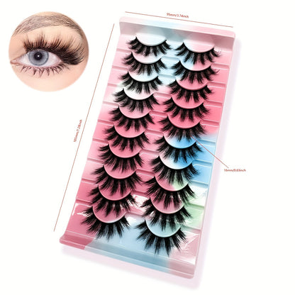 Classic Volume Eyelashes 10 Pairs of 3D Natural False Eyelashes – Ultra-Wispy, Dramatic Volume, Long, Handcrafted