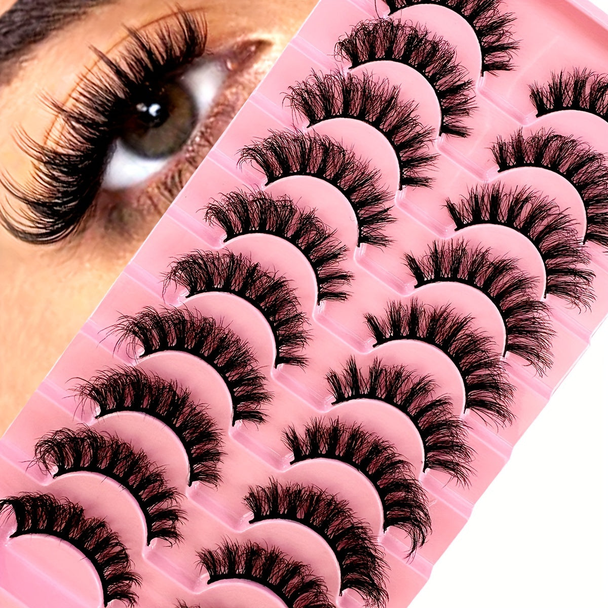 Classic Volume Eyelashes 10 Pairs Soft & Fluffy 3D Faux Mink False Eyelashes - Handmade Dense Volume for Natural Look, Reusable & Comfortable