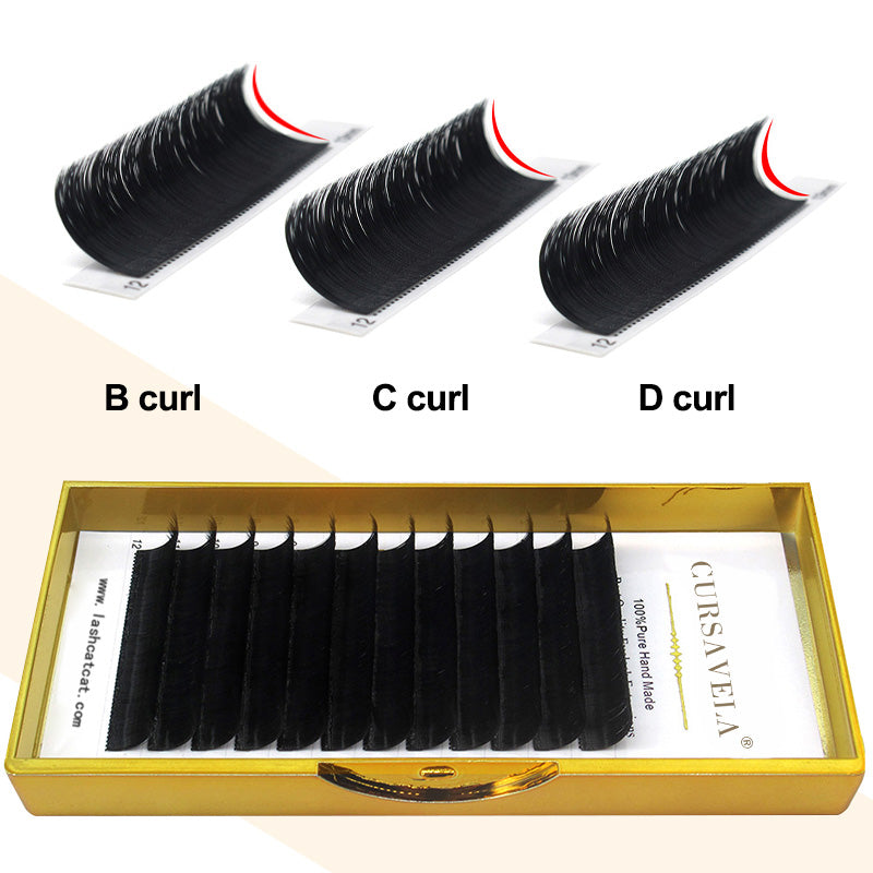 CURSAVELA 100pcs Easy Fan Volume Eyelash Extensions – Fast Blooming Self-Making Faux Mink Lashes  Chinese Translation