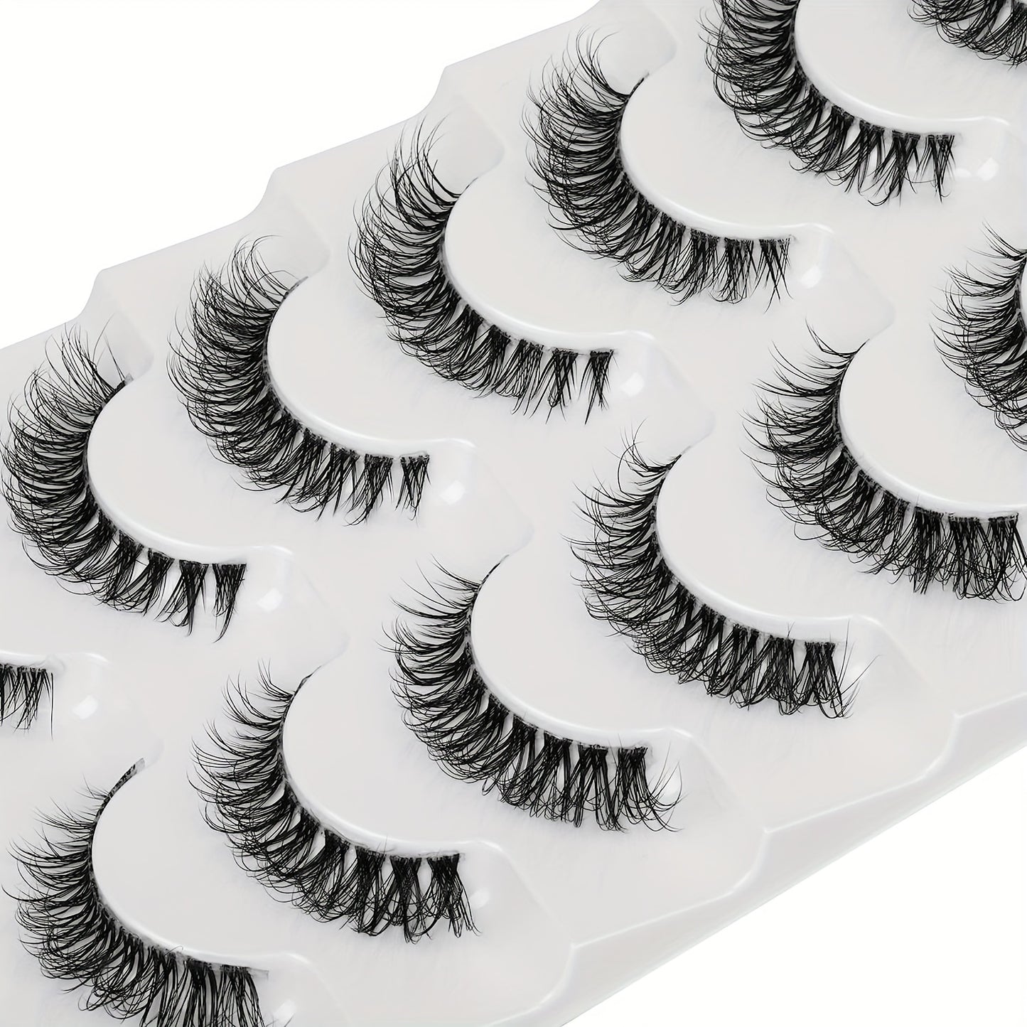 CURSAVELA 7 Pairs Luxurious Faux Mink Short Lashes - Natural Fluffy 3D Invisible Effect, Transparent Stem, Reusable