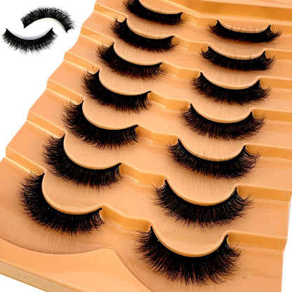 CURSAVELA 7 Pairs Faux Mink Lashes, Natural Look False Eyelashes, Wispy Cat Eye Lashes, Fluffy 3D Lashes, Natural Fake Strip Lashes