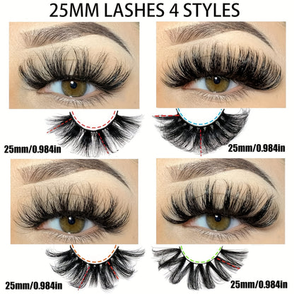 20 Pairs of 8D Faux Mink Lashes – 25mm, Fluffy & Thick, Reusable, Super Soft for Daily & Special Events